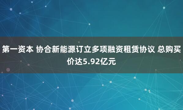 第一资本 协合新能源订立多项融资租赁协议 总购买价达5.92亿元