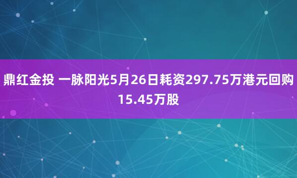 鼎红金投 一脉阳光5月26日耗资297.75万港元回购15.45万股