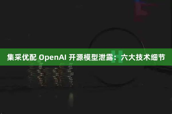 集采优配 OpenAI 开源模型泄露：六大技术细节