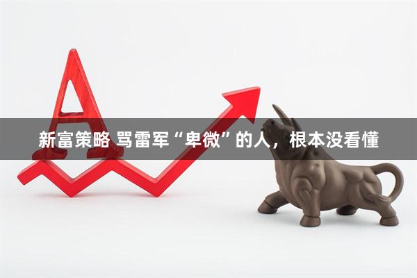 新富策略 骂雷军“卑微”的人，根本没看懂