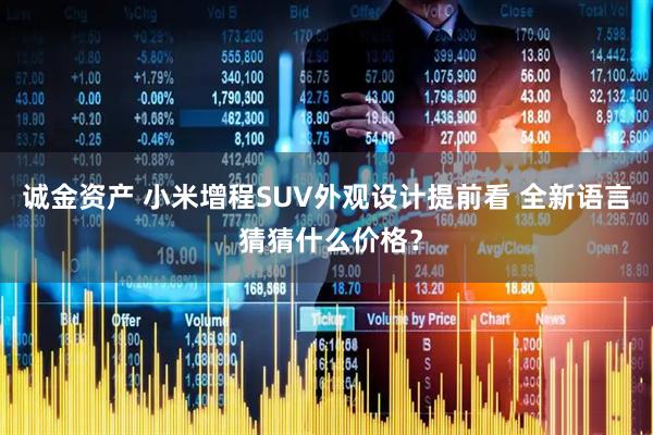 诚金资产 小米增程SUV外观设计提前看 全新语言 猜猜什么价格？